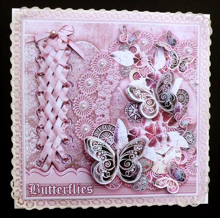 Pink Girly Steampunk 8in x 8in Decoupage by Denise Murray