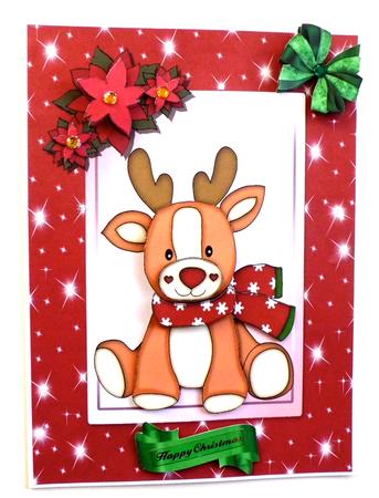 Reindeer with Red Scarf & Flowers by Denise Murray