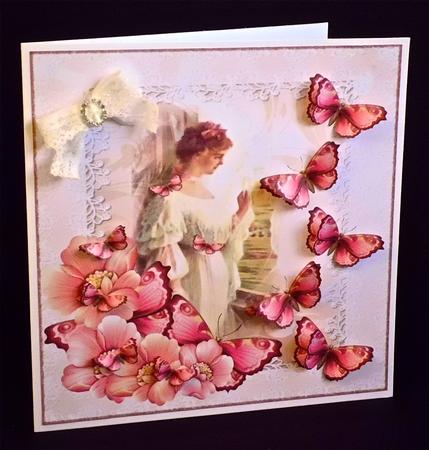Victorian Vintage Lady Butterflies Beauty by Denise Murray