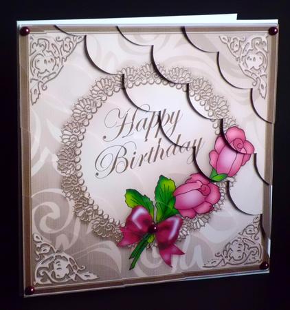 8 x 8 Roses and Metallic Lace Kit with Scalloped Corners by Denise Murray