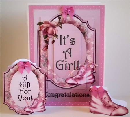 Its a Girl Blush Rose Pyramid by Denise Murray