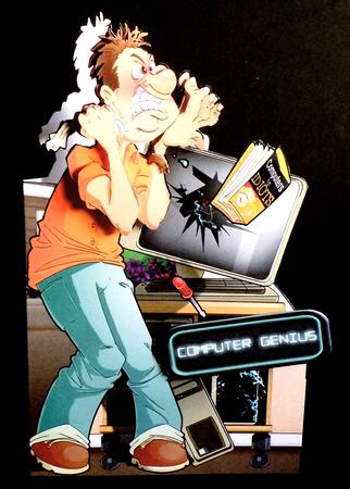 P.c. Repair Dude Shaped Card by Denise Murray