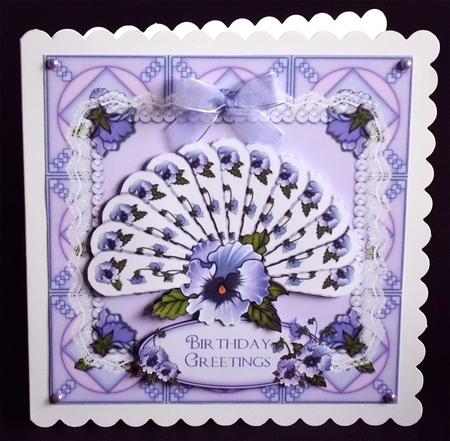 Pansy Square Quick Card with Decoupage by Denise Murray