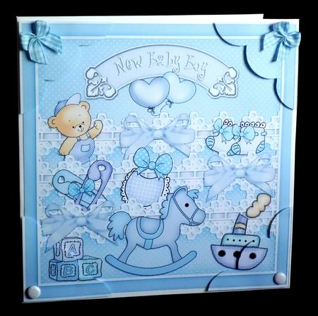 8 x 8 New Baby Boy Scalloped Corner Topper by Denise Murray