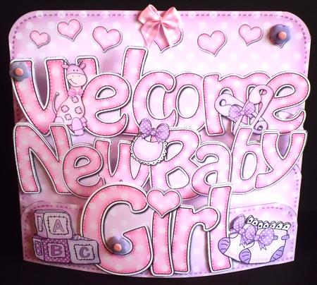 3D New Baby Girl Pop Out Word Card Kit by Denise Murray