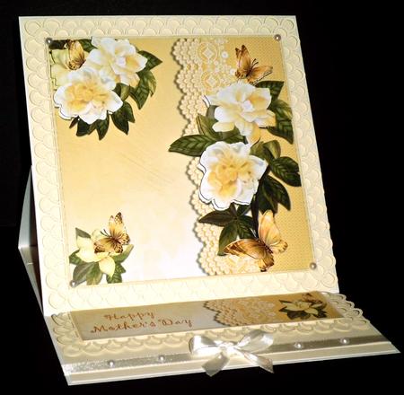 Gardenias & Butterflies Card Front/topper by Denise Murray