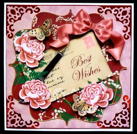 Dusty Red Roses Best Wishes 6in Bracket Step by Step by Denise Murray