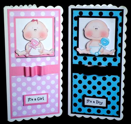 Double Delight New Baby Card Fronts by Denise Murray