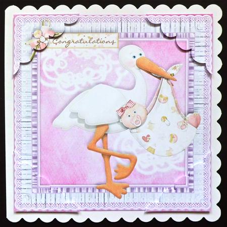 Caucasian Baby Girl 8 x 8 Corner Stacker Card by Denise Murray