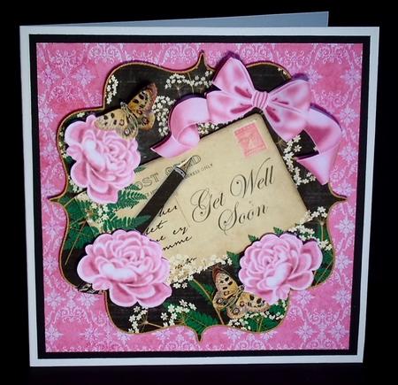 Pink Rose Black Get Well Soon Bracket Step by Step by Denise Murray