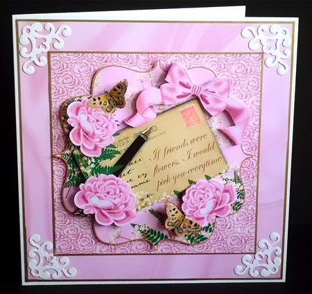 Pink Roses If Friends Were -  6in Bracket Topper by Denise Murray