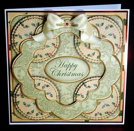 Holly Olive Happy Christmas 3D Rosette 8in Card Front Kit by Denise Murray