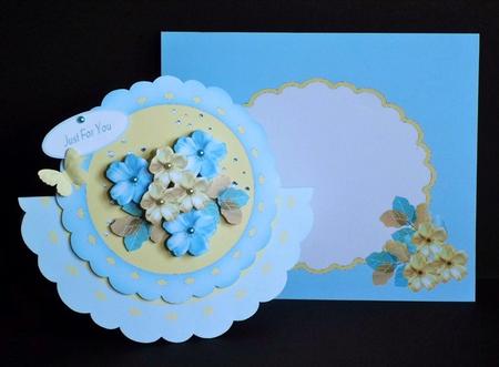 Scalloped Over the Top Rocker - Blue and Lemon Blossoms by Denise Murray