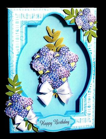 Inside Out Card Hydrangers and Bows Pretty Card by Denise Murray