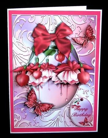 Fushia Swirl Frame Card Front by Denise Murray
