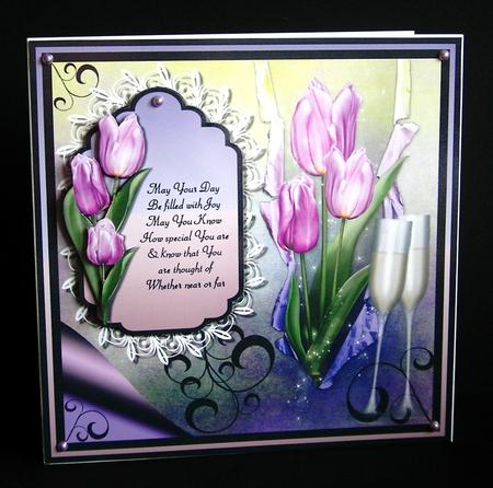 Lilac Tulips & Twirls - Poem Tag Card by Denise Murray