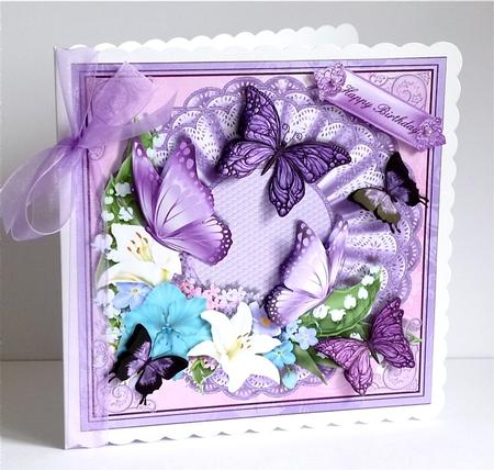 Lilac and Mauve Flutters Card Topper by Denise Murray