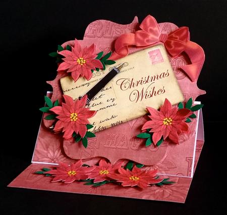 Red Poinsettia Christmas Wishes Easel Card and Envelope Kit by Denise Murray