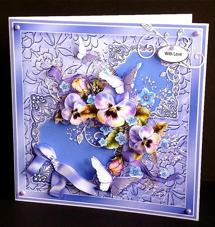 Lilac Pansies and Butterflies 8in x 8in Decoupage Kit by Denise Murray