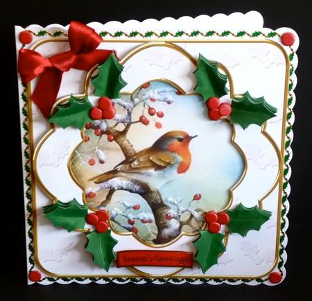 Robin Embossed Holly Fancy Picture 8in Decoupage Cf Kit by Denise Murray