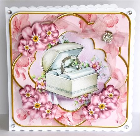 Pink Ring Box Blossom Fancy Picture 8in Decoupage Cf Kit by Denise Murray