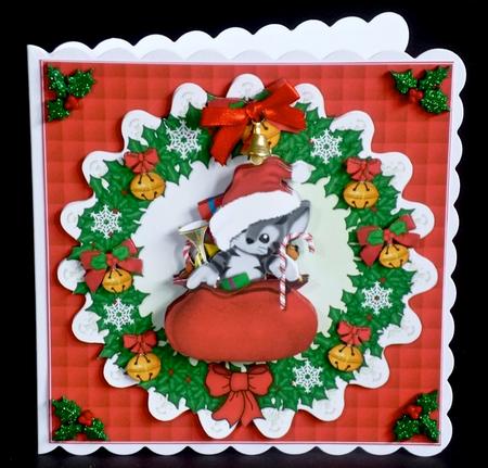 Christmas Kitten Wreath by Denise Murray