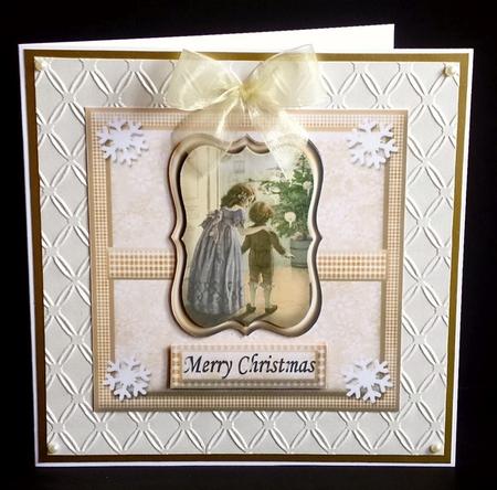 Vintage Girl & Boy by the Christmas Tree Lights by Denise Murray