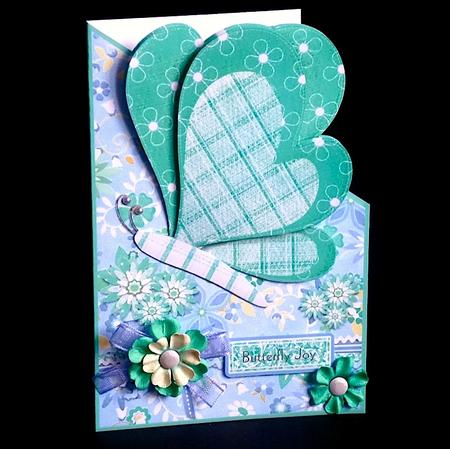Mint Green Butterfly Joy Over the Edge Quick Cut & Fold Card by Denise Murray