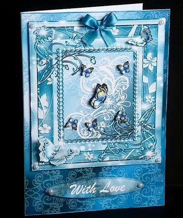 Blue Butterfly Cut and Fold Card by Denise Murray