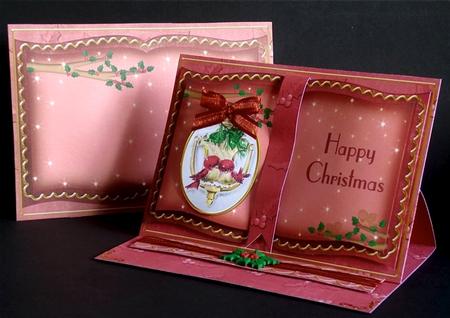 Red Lovebirds Happy Christmas 3D Easel Book Kit by Denise Murray