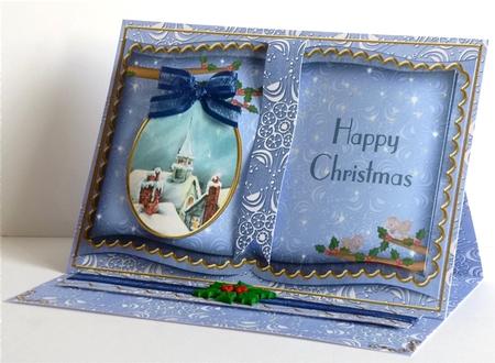 Blue Rooftops Happy Christmas 3D Easel Book Kit by Denise Murray