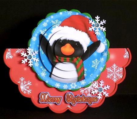 Christmas Penguin Over the Edge Card by Denise Murray