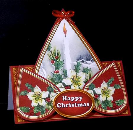 Floral Red Candle Happy Christmas Teardrop Trio Kit by Denise Murray