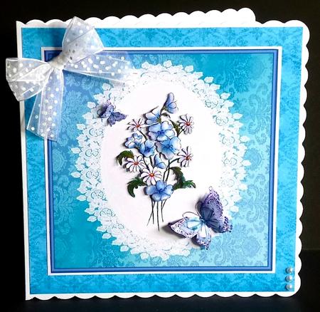 8x8 Field Flowers, Lace and Butterflies Topper by Denise Murray