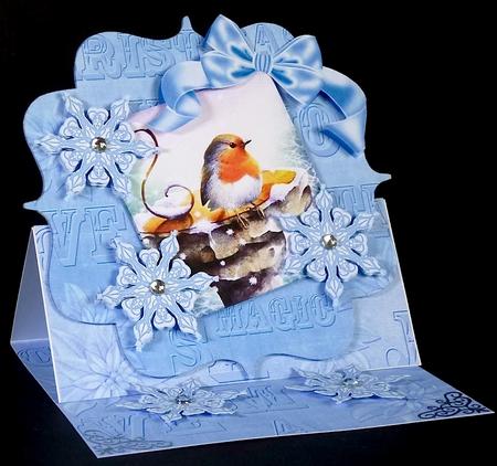 Blue Robin Flake Easel Bracket Card & Envelope Kit by Denise Murray
