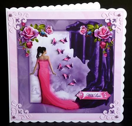 Hot Pink Beauty with Flora and Flutters 8x8 by Denise Murray