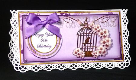 Lilac Birdcage 60th Birthday Dl Decoupage Topper by Denise Murray