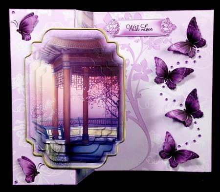 Beautiful Oriental Flutters No Holes Fold Card Mini Kit by Denise Murray