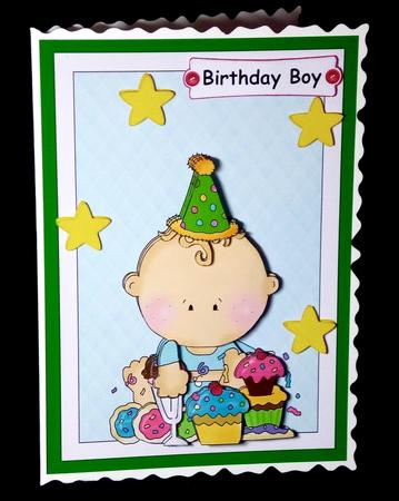 Cute Little Birthday Boy with Party Food by Denise Murray