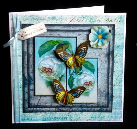Male Card Vintage Butterflies and Roses by Denise Murray
