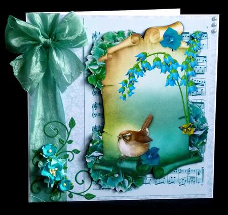 Blue Summer Bird Scroll & Sheet Music Topper by Denise Murray