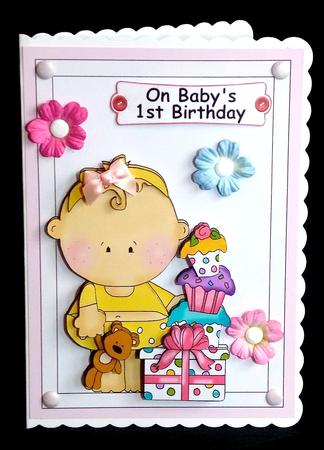 Cute Birthday Girl with Cupcakes & Presents by Denise Murray