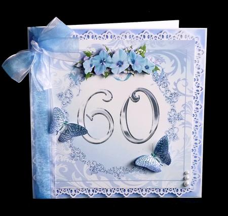 Butterflies and Flowers 60th Birthday or Anniversary Card by Denise Murray