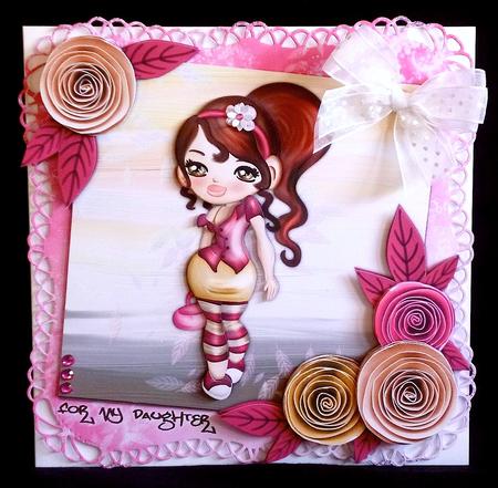 Sassy Teen 8x8 Decoupage Optional Extras - Pink & Beige by Denise Murray