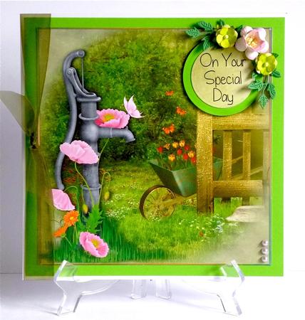 Pink Poppies, Water Pump & Wheelbarrow by Denise Murray