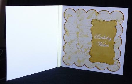 Gold Sweetpea Birthday Wishes 8in Scallop Insert Panel by Denise Murray