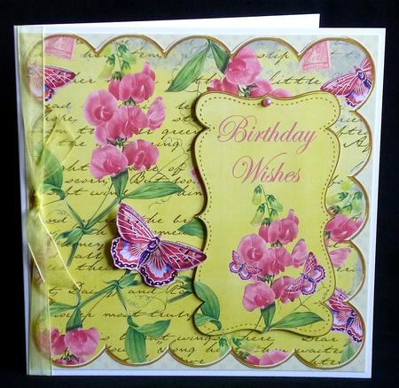 Lemon Sweetpea Birthday Wishes 8in Scallop Topper by Denise Murray