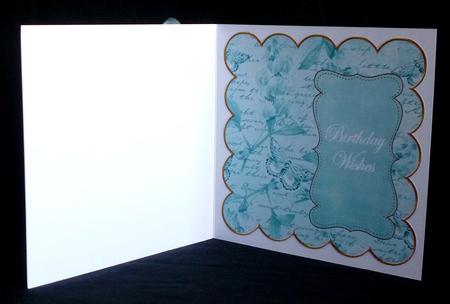 Teal Sweetpea Birthday Wishes 8in Scallop Insert Panel by Denise Murray