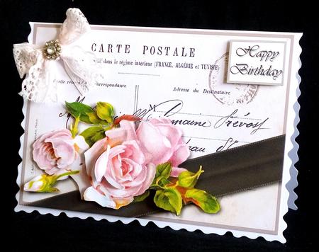 Victorian Roses & Postcard Quick Card by Denise Murray