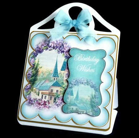 Teal Lavender View Birthday Wishes 8in Scallop Topper by Denise Murray